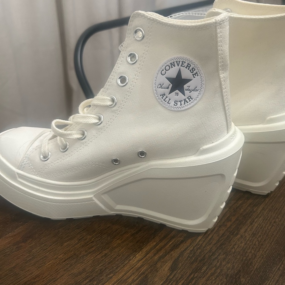 Converse Off-White Women's Chuck 70 Deluxe Wedge Sneakers - Picture 3 of 7